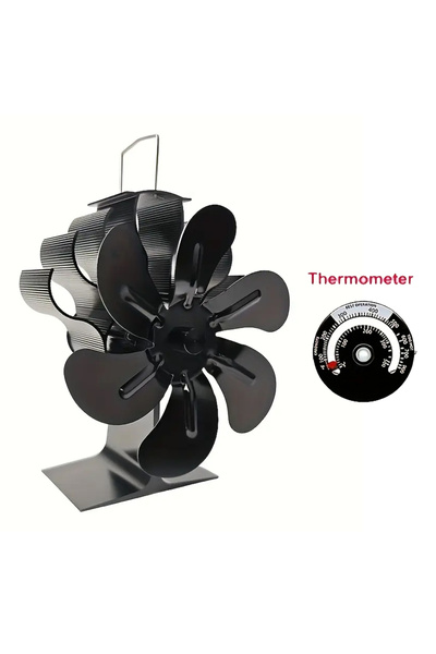 Choice1 With Thermometer 6 Blades Heat Powered Fireplace Fan Automatic Speed ...