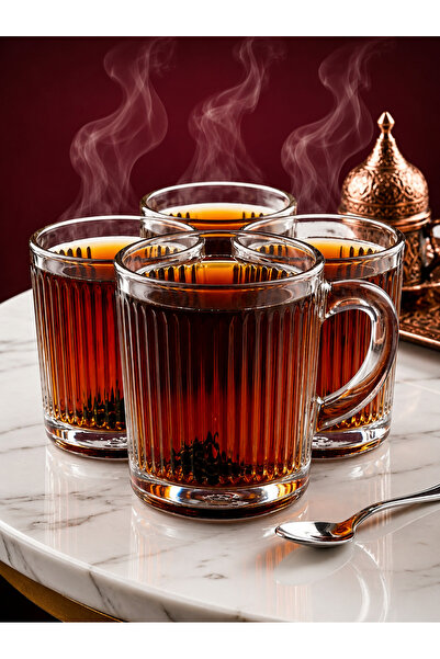 çukurova home 6 lı Kulplu Çay- Kahve - Meşrubat Bardağı ( 200 ml)