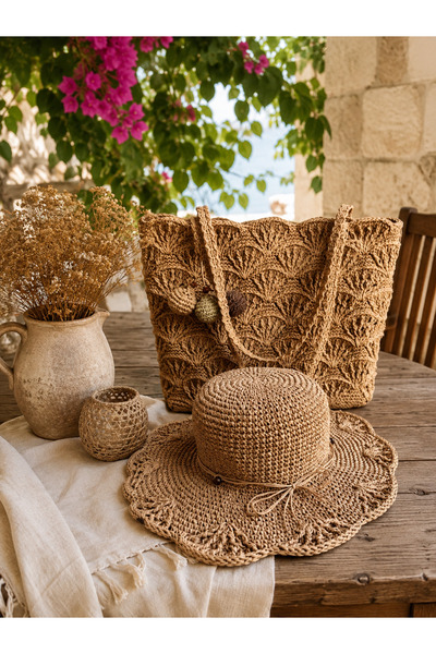 ARTTMACRAME Straw Bag Hat Set |   Summer Beach Bag Women's Accessory Set