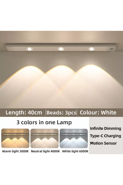 Choice3 40cm white 3 colors in one Lamp White/Black LED Cabinet Light USB Rec...