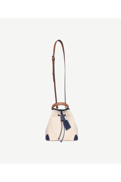 Yargıcı Leather Garnished Canvas Shoulder Bag