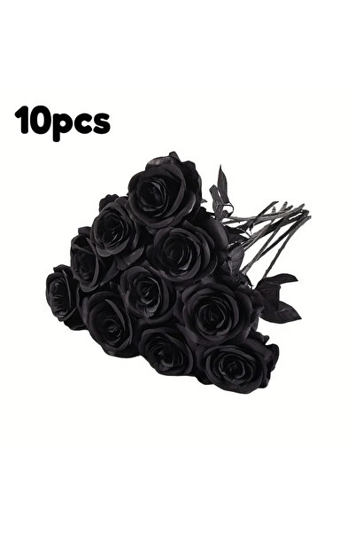 Choice 10pcs black roses 5/10pcs Artificial Black Roses for Home Decor, Long ...