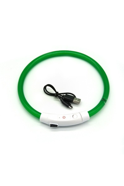 Choice11 S 40CM green USB Rechargeable Fiber Optic Collar Pet Dog LED Light C...