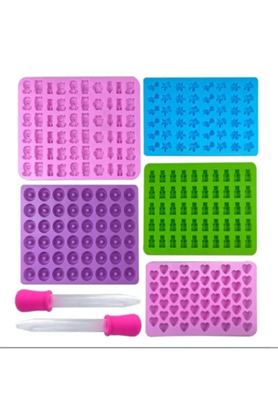 Choice 7pcs 2/5pcs Gummy Bear Candy Mold Kit with 2 Droppers Silicone Non-sti...