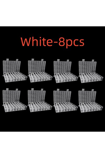 Choice 55564-White-8pcs 24 Grids Compartment Plastic Storage Box Jewelry Earr...