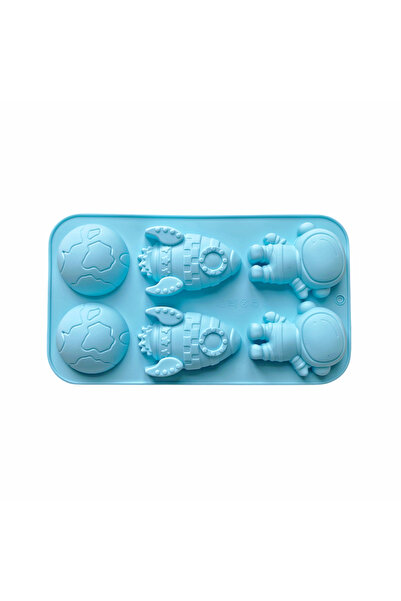 Choice 012blue قالب كعكة سيليكون مبتكر 6 حجرات 3D رائد فضاء صاروخ الأرض قالب ...