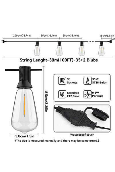 Choice EU Plug 30M 100FT 35LED 20M 30M ST38 Garland Light String Shatterproof...