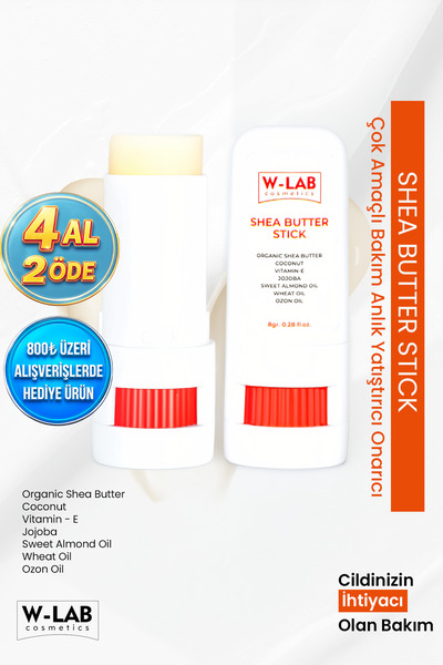W-Lab Cosmetics Shea Butter Çok Amaçlı Bakım Onarıcı %100 Doğal Stıck 8 Gr