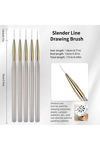 Choice Line Brush 5PCS 1/2PCS Professional French Nail Art Brushes Set Half M...