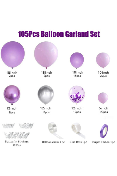 Choice Other purple 105PCS Purple Latex Balloon Set Suitable for Birthday Par...
