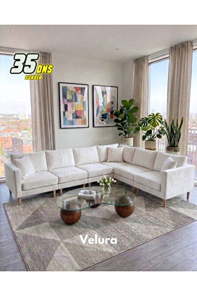 Velura Home & Living Armin Akıllı 6 Modül Köşe Koltuk Takımı & Modüler Yatakl...