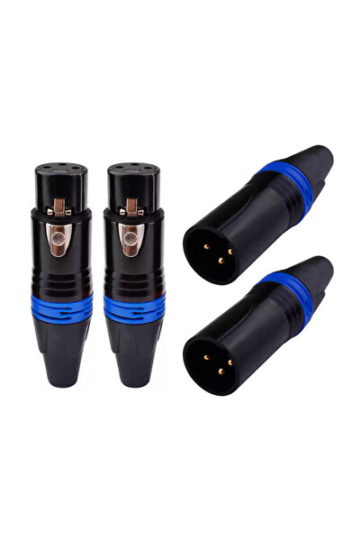 choice2 4 قطع زرقاء، زوجان من كابلات صوت الميكروفون XLR DMX ثلاثية الأطراف، م...