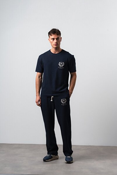 Respire Men's Ffb Dirty Stitched T-Shirt Pants Set Navy Blue