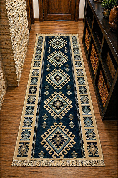 Horecahome Covor tradițional țesut, față-verso, dimensiune 80 x 200 cm, albas...