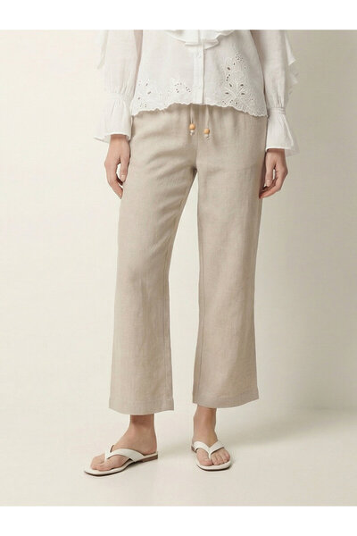 Xint Kadın Naturel %100 Keten Oversize Pantolon