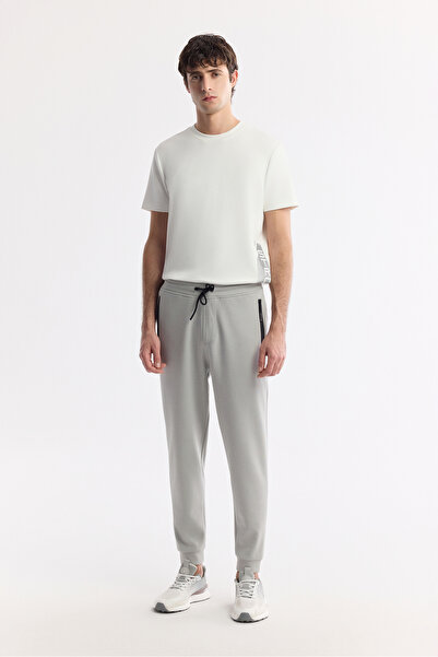 Avva Men's Gray Stretch Interlock Fabric Elastic Leg Sweatpants B 003400