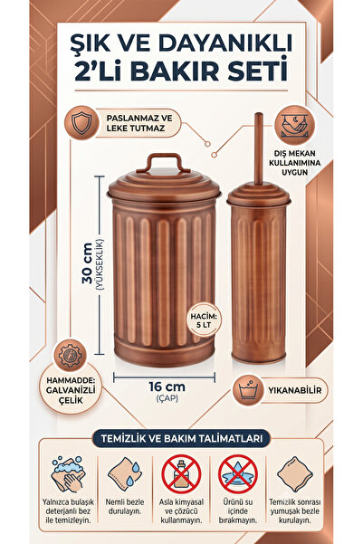 RİVO HOME DECOR Trash Can Toilet Brush Set