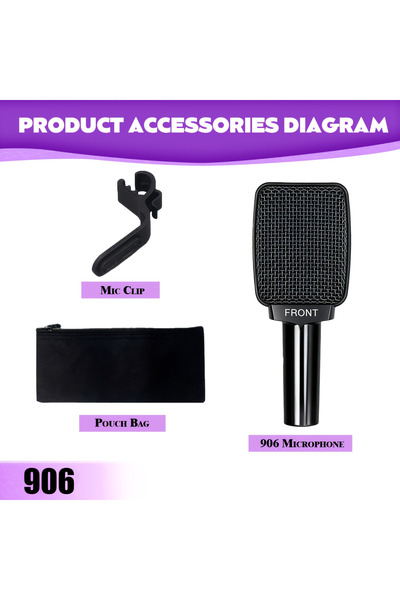 Choice1 ميكروفون ديناميكي احترافي 906 ليكسينوفا 904/906 مع مشبك للطبول والآلا...