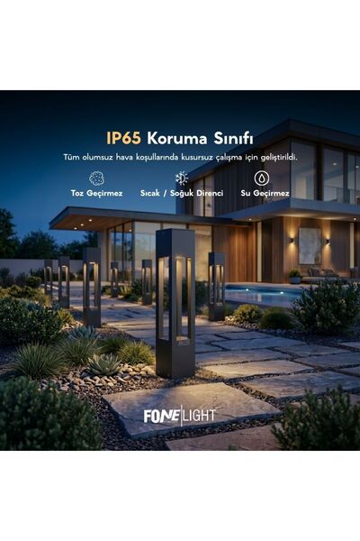 FoneLight AKA010 LED Bollard 60 Cm Bahçe Aydınlatma Direği IP65 Alüminyum Pey...