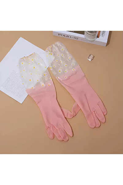 Choice A pair-Pink 1 Pair Gloves Long Sleeve Reusable Dishwashing Gloves Kitc...