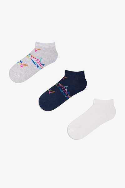 Penti Boy's Color Shark Cotton 3 Pairs of Booties Socks