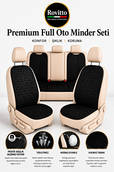 Rovitto Premium Car Seat Cushion Set - Full Set - Anti-Sweat - Easy Installat...