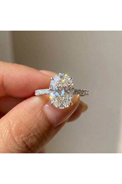 Choice1 6 Silver 2 Carat 925 Sterling Silve Zircon Gorgeous Shiny Oval Stone ...