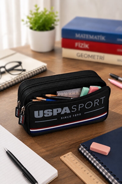 U.S. Polo Assn. 24445-24438-2440-24436-24442 حقيبة أقلام مدرسية صندوق أقلام أسود