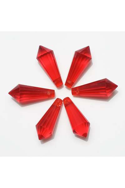 Choice9 Red 20Pcs/Lot 8x20mm Long Bicone Shape Glass Drop Beads Crystal Teard...