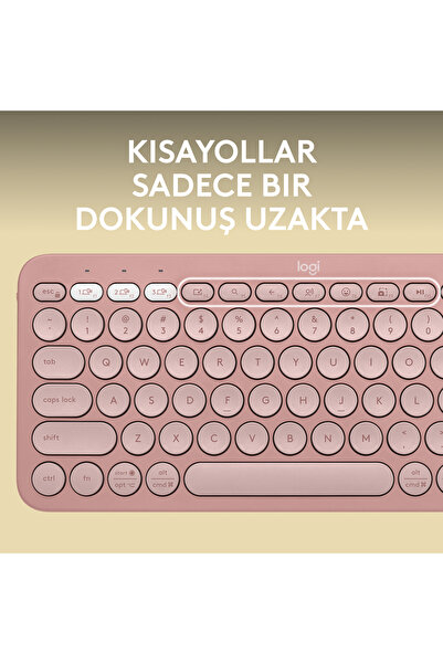 logitech K380s Pebble Keys 2 Çoklu Cihaz Özellikli Bluetooth Türkçe Q Klavye, Pembe 920-011861