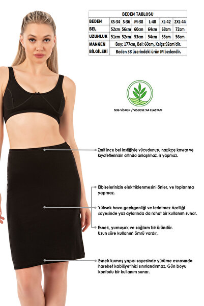 ÖZKAN underwear Özkan 27134 Kadın Viskon Kumaş Esnek Rahat Diz Üstü Astar Jüpon Kombinezon