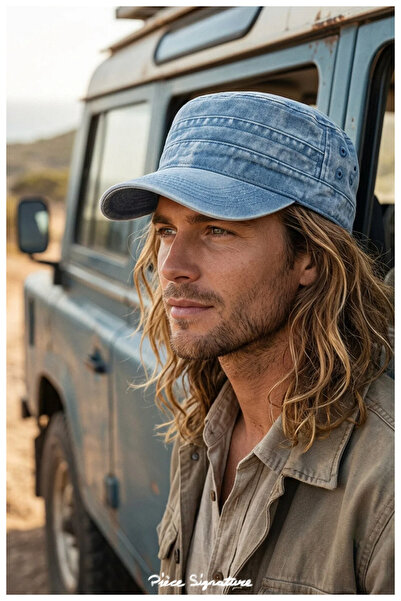 PIECE SIGNATURE Unisex Vintage Washed Castro Hat - Distressed Military Style Cap