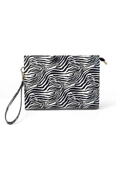 GLONDY Sasha Zebra Patterned Faux Leather Clutch Women's Portfolio Handbag