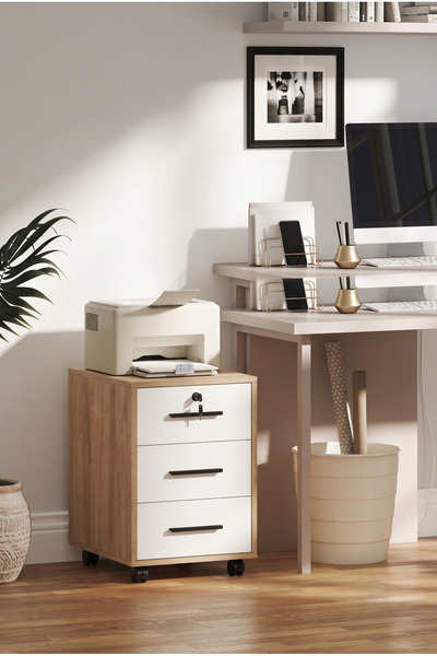 L'occi Concept Noa Serisi Kilitli Tekerlekli 3 Çekmeceli Keson Ofis Çalışma M...