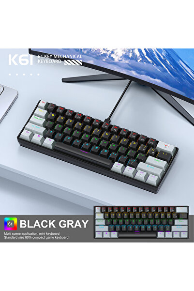 Choice Red Switch Black Grey 60% Portable Wired Mini Mechanical Keyboard, APA...