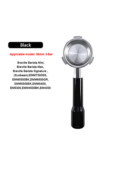 Choice1 58MM 3 Ears-Black 58mm Bottomless 3 Ears Naked Portafilter Filter Hol...