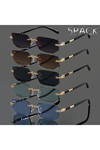 Choice 5PCS C3 5pcs Metal Fashion Glasses | Frameless Square Retro Classic Tr...