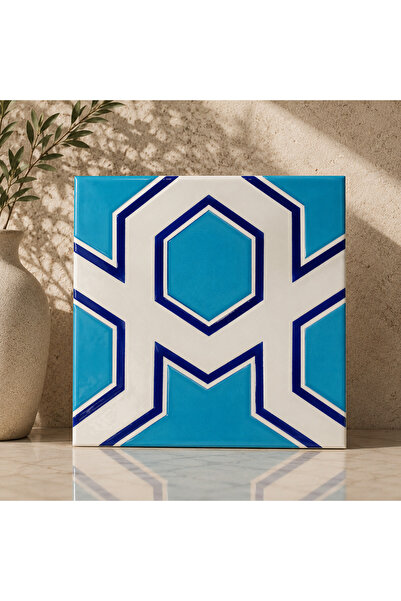 Armada Çini 20x20 Cm Sp 98-v Yıldız Desenli Kütahya Iznik Çini Karo Seramik F...