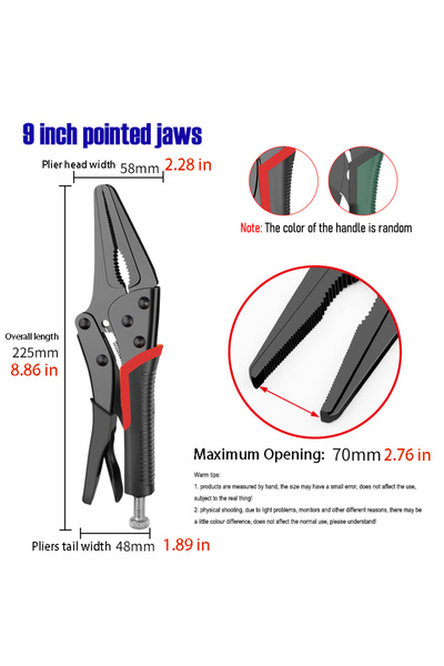 Choice3 9 in pointy 7/9/10" Multi-Function Locking Pliers Round/Straight Moot...