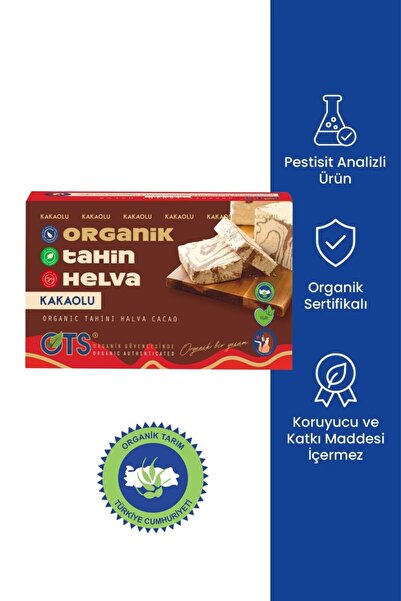 OTS Organik Ots Kakaolu Tahin Helva 200 gr (Organik Sertifikalı, Pestisit Ana...
