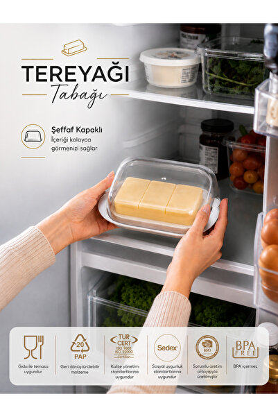 Sunplast Kapaklı Tereyağlık Tereyağı Tabağı Şeffaf Kap