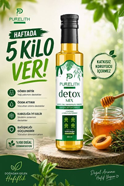 Purelith Zayıflama Detox Sirkesi Doğal Fermantasyon, %100 Doğal, Katkısız, 25...