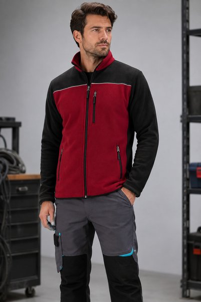 ESER İŞ GÜVENLİĞİ Eser - Katyonik Polar - Kırmızı , Siyah - Slim Fit