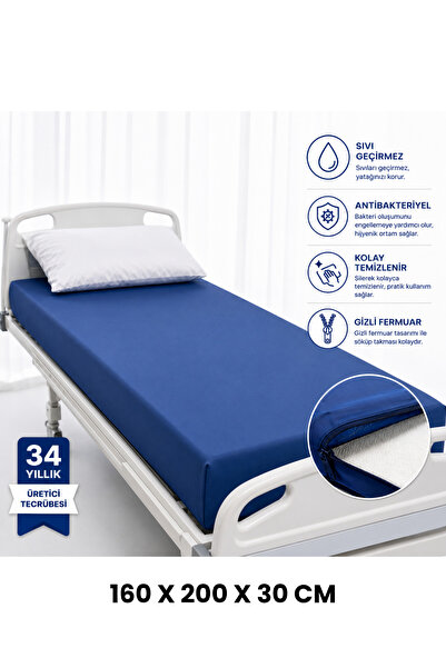 Poliüretan Fermuarlı Hasta Yatağı Kılıfı 160x200x30 cm 120 Gr (Gizli Fermuarlı)