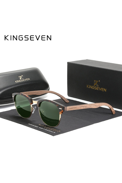 Choice Green G15 KINGSEVEN Quality Upgrade Handmade Walnut Wooden Sunglasses ...