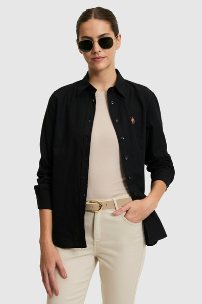 U.S. Polo Assn. Kadın Siyah Uzun Kollu Basic Gömlek 50320204-VR046
