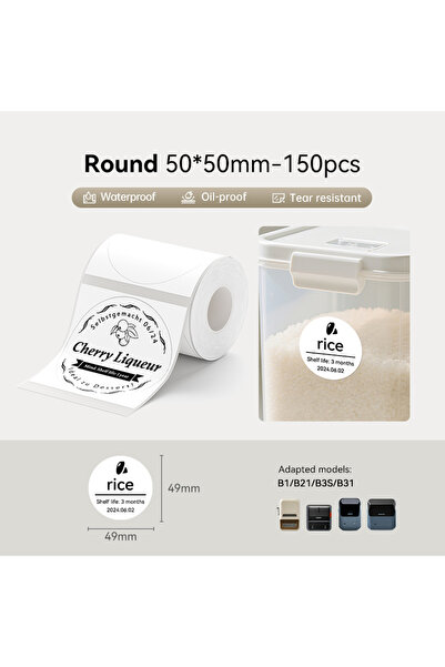 Choice6 Round 5050 Niimbot Thermal Label 20-50mm Width Round/White/Color Adhe...