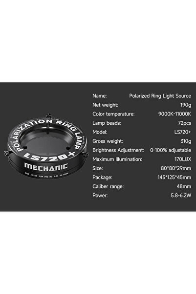 Choice LS720 PLUS 【MECHANIC】 LS720+ LS360 Microscope Ring Light Polarized Rin...