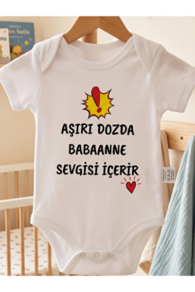 EGGBABY Babaanne Sevgisi Temalı Bebek Body Zıbın %100 Pamuk Eğlenceli Yazılı Hediye Bebek Zıbın