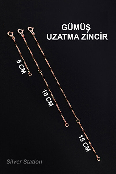 Silver Station Rose Renk 925 Ayar Gümüş Uzatma - Gümüş Kolye Bileklik Uzatma ...